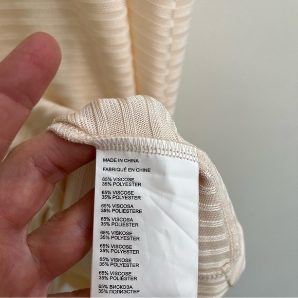 Club Monaco sleeveless ribbed midi dress textured knit shark bite hem size small - Picture 8 of 8